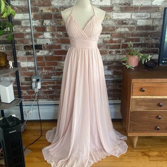 Dear Cleo Bellini Pink V Neck Alexa Maxi Halter Dress Size 2 NWT - Picture 1 of 11